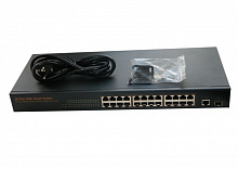 Коммутатор NS1024S26P, 26 портовый,24 10/100Mbit порта, 1 Uplink 1Gbit порт, 1 комбинированный порт