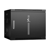 Шкаф телекоммуникационный настенный 19" 9U 600x450x501mm (ШхГхВ) дверь металл, цвет черный (RAL 9004